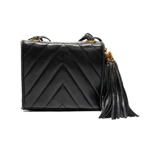 CHANEL Fringe Shoulder Bag, Black Lambskin, 1989-1991, WS3402